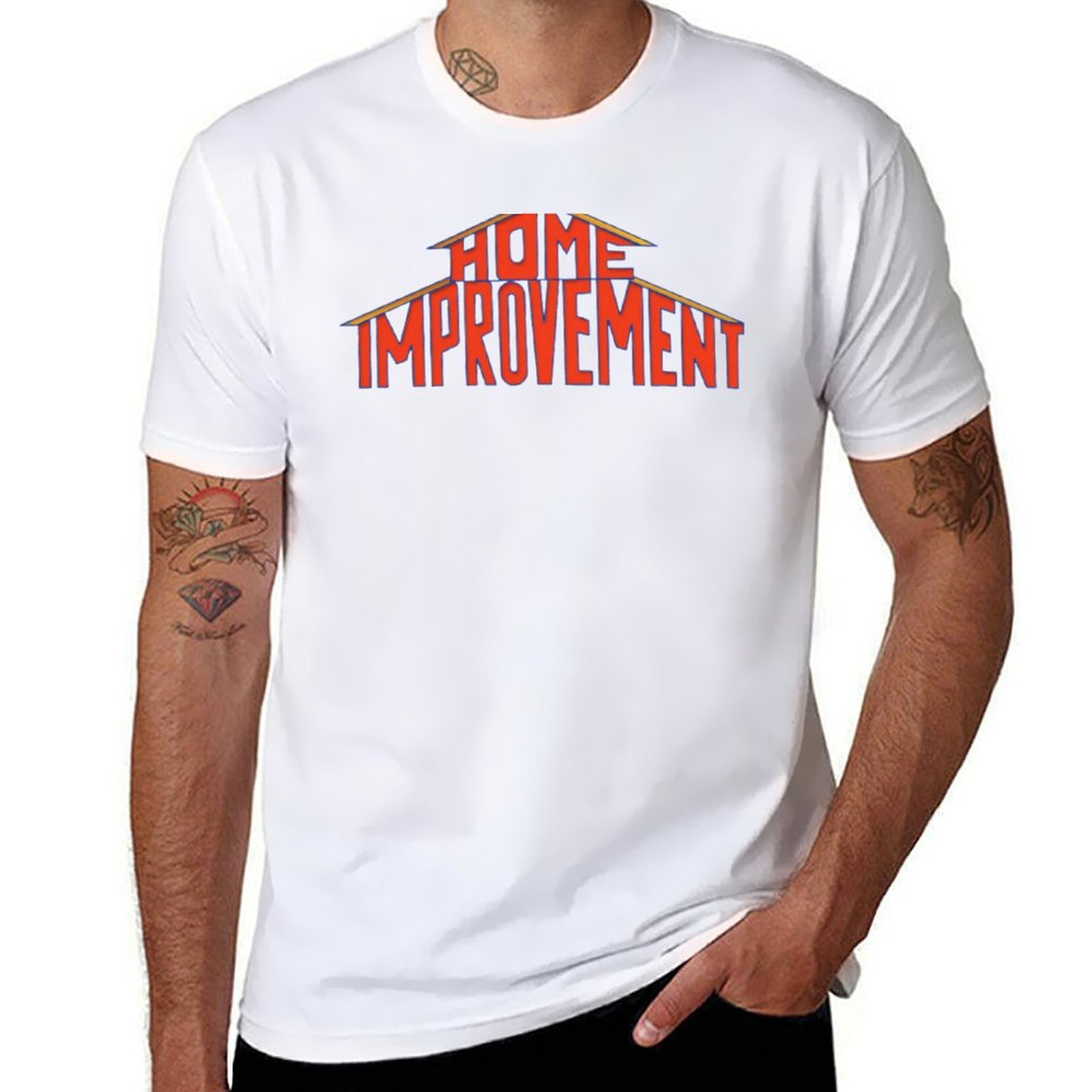 홈 개선 로고 90년대 티셔츠 티셔츠 남자 디자이너 재 - Home Improvement Logo Design 리뷰 및 가격