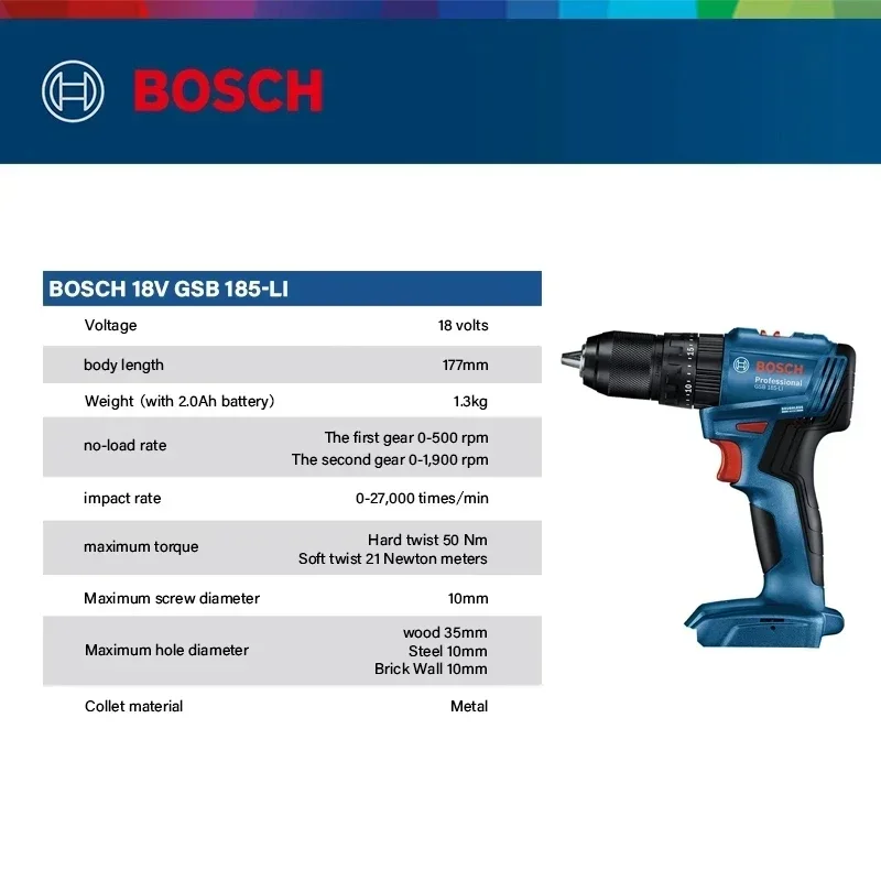 보쉬 GSB 185-LI 18V 브러시리스 무선 임팩트 - Power Drill Cordless 리뷰 및 가격
